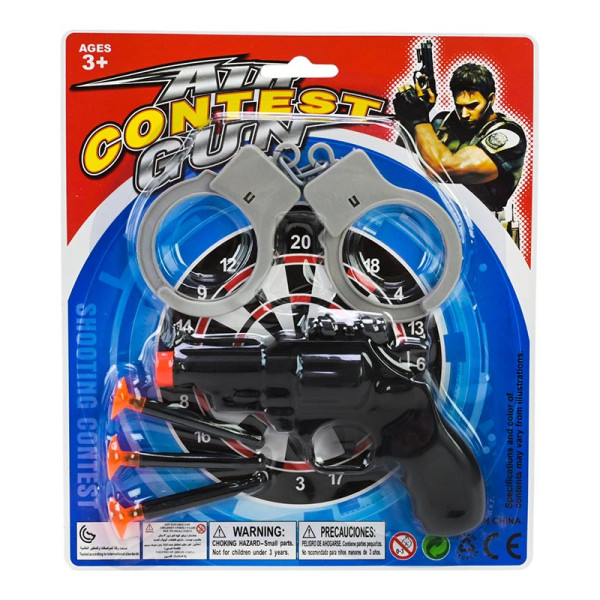 Ігровий набір Поліцейський наручники і пістолет на присосках AK332-6 Ігровий набір Поліцейський наручники і пістолет на присосках AK332-6