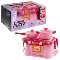 Дитяча кухонна плита Cooking Plate with dishes рожева Юніка Юника 71696