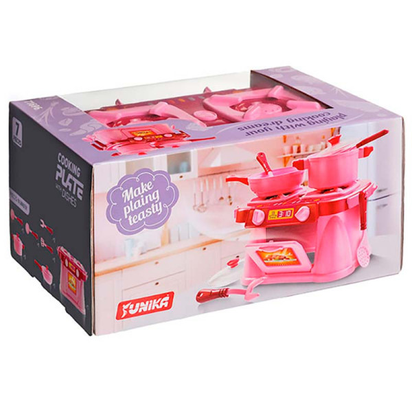 Дитяча кухонна плита Cooking Plate with dishes рожева Юніка Юника 71696