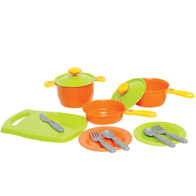 Іграшковий набір посуду: таця, сковорідка, каструля, тарілки, ложки 3251