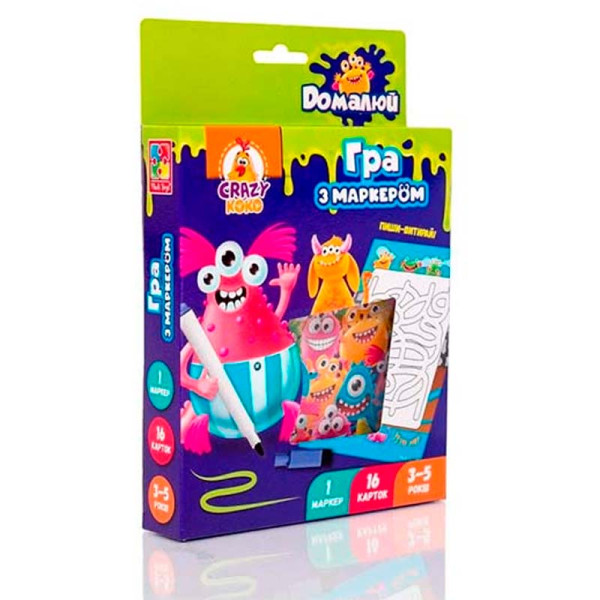Гра з маркером Vladi Toys Пиши та витирай "Монстрики" розвиваюча VT5010-18