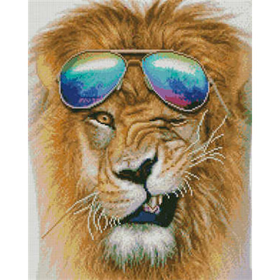 Алмазна картина Лев в окулярах Strateg 40х50 см L-166