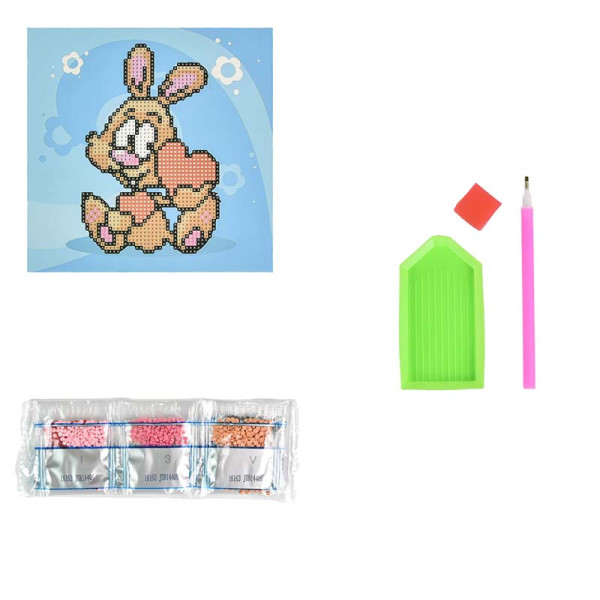 Алмазна картина Зайченя кохання Strateg 18х18 см JUB14406 Алмазна картина Зайченя кохання Strateg 18х18 см JUB14406