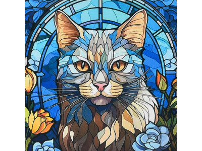 Алмазна картина Strateg Сяйво білої кішки 30х30 см DEEX16298 Алмазна картина Strateg Сяйво білої кішки 30х30 см DEEX16298