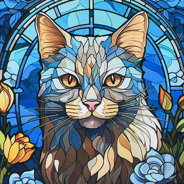 Алмазна картина Strateg Сяйво білої кішки 30х30 см DEEX16298 Алмазна картина Strateg Сяйво білої кішки 30х30 см DEEX16298