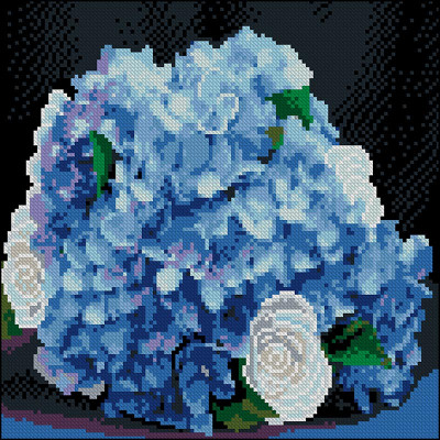 Алмазна картина Strateg Ніжні гортензії 30x30 см FZ3030-12