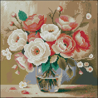 Алмазна картина Strateg Букет на столі 30x30 см FZ3030-24