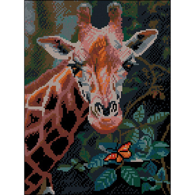 Алмазна картина Strateg Жирафа і метелик 30x40 см ZAV3040-63