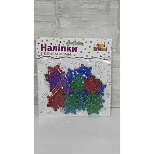 Набір наклейок "З блискітками Сніжинки №4" НБ-04 Набір наклейок "З блискітками Сніжинки №4" НБ-04