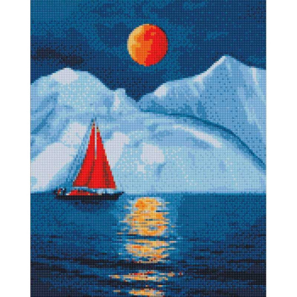 Набір з алмазною мозаїкою "Червоний вітрильник" 40х50см AMO7215 Набір з алмазною мозаїкою "Червоний вітрильник" 40х50см AMO7215
