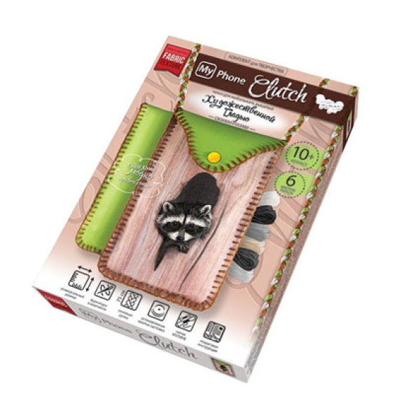 Вишивка гладдю My Phone Clutch "Єнот" "Єнот" МРСL-01-0607080910 Вишивка гладдю My Phone Clutch "Єнот" "Єнот" МРСL-01-0607080910