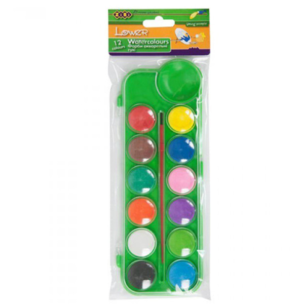 Фарби акварельні 12 кольорів з пензликом салатовий KIDS Line ZB.6559-15 Фарби акварельні 12 кольорів з пензликом салатовий KIDS Line ZB.6559-15