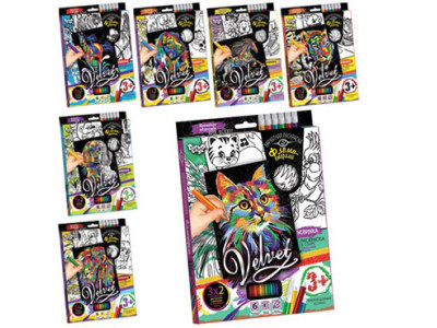 Набір для творчості Danko Toys "Оксамитове розфарбування фломастерами VELVE VLV-01-010203...10