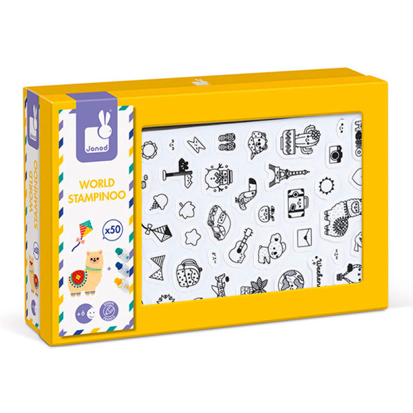 Набір різнокольорових штампів Janod "Світ" 50 шт. для творчості J07800 Набір різнокольорових штампів Janod "Світ" 50 шт. для творчості J07800