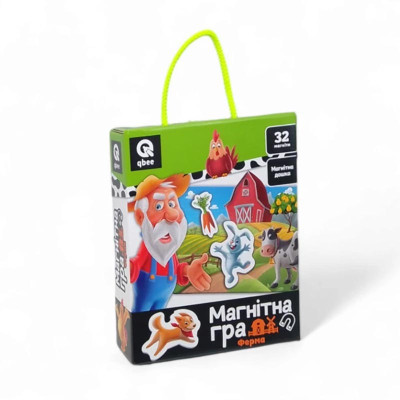 Настільна гра qbee "Ферма" розвиваюча 32 магніти та магнітна дошка QB600-003