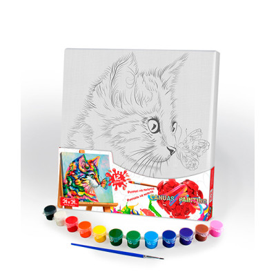 Картина за номерами Danko Toys "Canvas Painting" Кіт 31*31 см PX-05-09