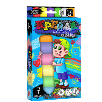 Крейда DankoToys для малювання на асфальті велика 7 штук MEL-01-05U