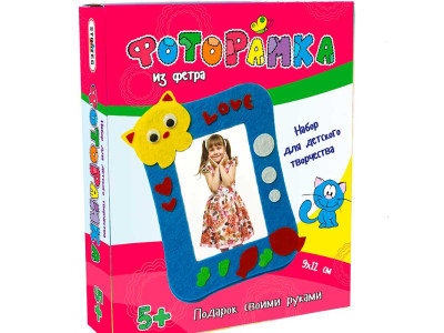 Фоторамка з фетру "Котик" (рос.) в кор-ці 22см-185см-5см 306-4 Фоторамка з фетру "Котик" (рос.) в кор-ці 22см-185см-5см 306-4