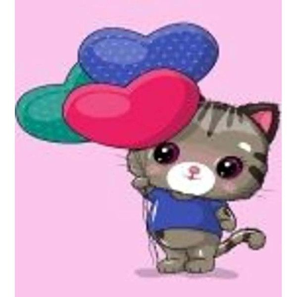 Алмазна картина Кіт з кульками Strateg 10х15 см YAB28596 Алмазна картина Кіт з кульками Strateg 10х15 см YAB28596