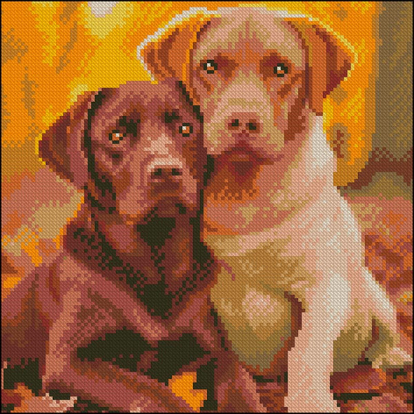 Алмазна картина Strateg Лабрадори 30x30 см FZ3030-04