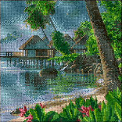 Алмазна картина Strateg Тропічний берег 30x30 см FZ3030-31