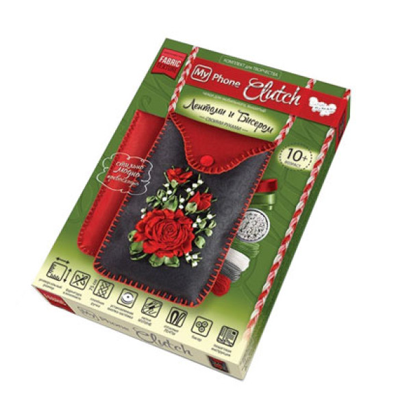 Вишивка стрічками My Phone Clutch "Троянди" "Троянди" DankoToys 5581 02 Вишивка стрічками My Phone Clutch "Троянди" "Троянди" DankoToys 5581 02