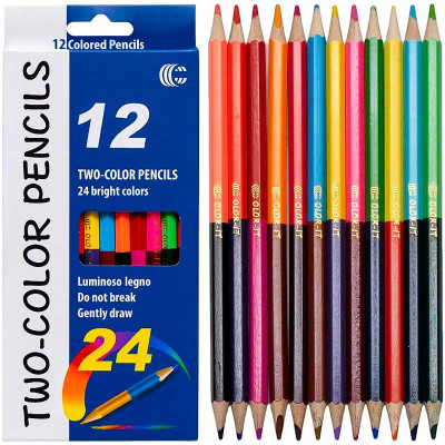 Олівці 12/24 кольорів "Two-color" "С" 93933 Олівці 12/24 кольорів "Two-color" "С" 93933