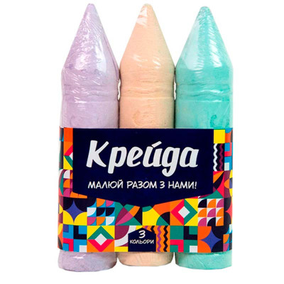 Крейда Олівець - 3 штуки Strateg велика кольорова (50123) 50123