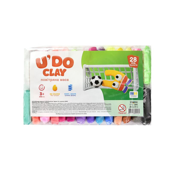 Повітряний пластилін Strateg UDO Clay 28 шт брикет 10 г. 30892