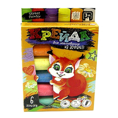 Крейда DankoToys для малювання на асфальті велика 6 штук MEL-01-04U