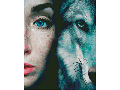 Алмазна картина Погляд вовчиці Strateg 40х50 см L-248