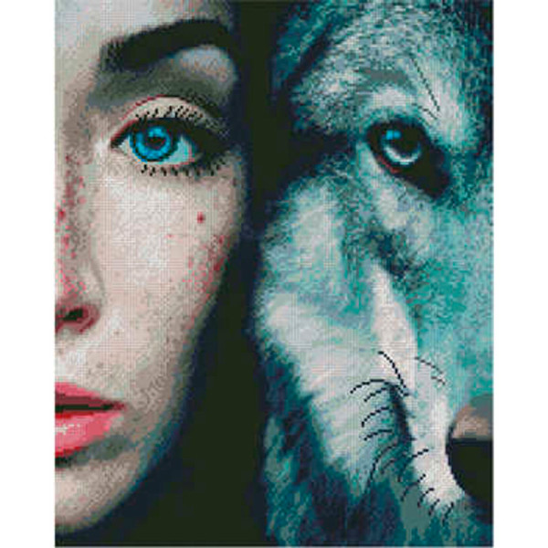 Алмазна картина Погляд вовчиці Strateg 40х50 см L-248