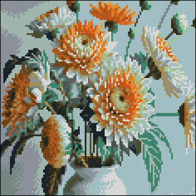 Алмазна картина Strateg Помаранчеві квіти 30x30 см FZ3030-10