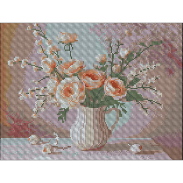 Алмазна картина Strateg Кремові квіти 30x40 см FZ3040-19