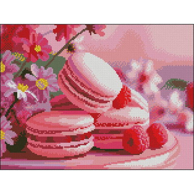 Алмазна картина Strateg Макарони з малиною 30x40 см FZ3040-35