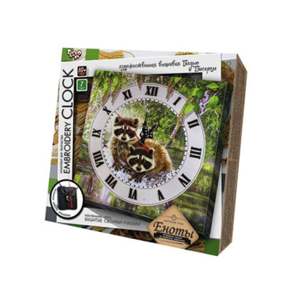 Набір для творчості "Embroidery clock" Єноти DankoToys 552103 ЕС-01-01 Набір для творчості "Embroidery clock" Єноти DankoToys 552103 ЕС-01-01
