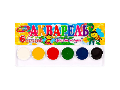 Акварель 6 кольорів "Колорит" картон 18*35см 80720
