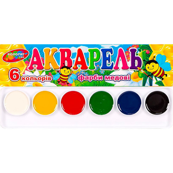 Акварель 6 кольорів "Колорит" картон 18*35см 80720