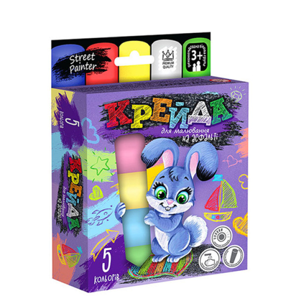 Крейда DankoToys для малювання на асфальті велика 5 штук MEL-01-03U Крейда DankoToys для малювання на асфальті велика 5 штук MEL-01-03U