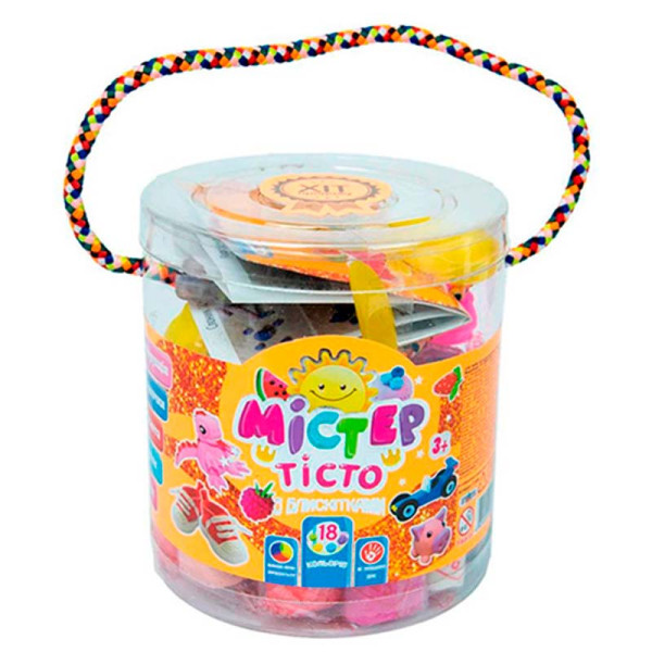 Набір тіста для ліпки 71804 (укр) Містер тісто 18 кольорів з блискітками у 71804