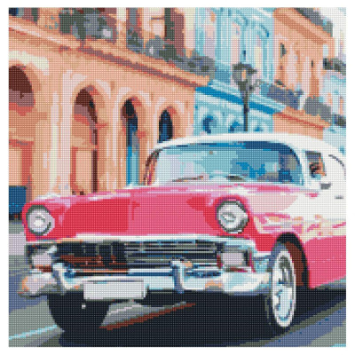 Алмазна картина "Рожеве авто Гавані", 50х50 см GA0007