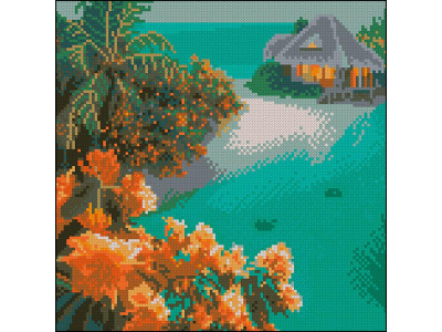 Алмазна картина Strateg Будинок на острові 30x30 см FZ3030-15