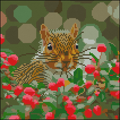 Алмазна картина Strateg Білка серед ягід 30x30 см YZ3030-06