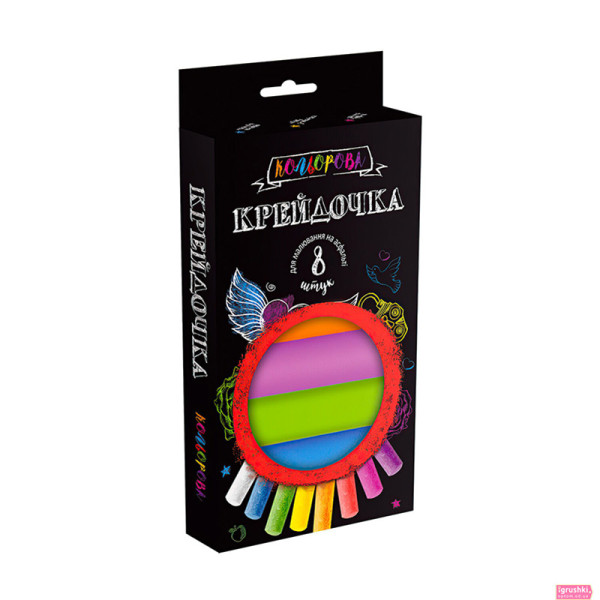 Крейда DankoToys кольорова серії Крейдочка великі 8 кольорів КRD-02-02U Крейда DankoToys кольорова серії Крейдочка великі 8 кольорів КRD-02-02U