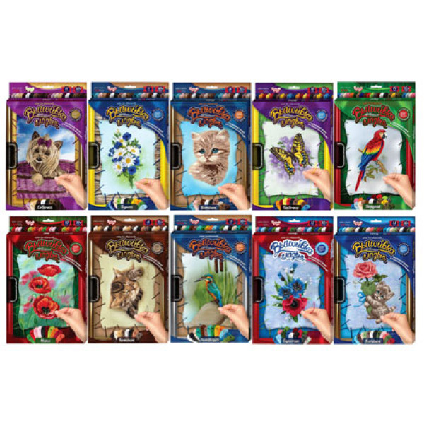 Набір для творчості "Вишивка гладдю" за номерами на розтяжці 5 видів VGL-01-0102030405