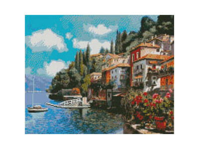 Алмазна картина Strateg Місто на березі моря 40х50 см L-346