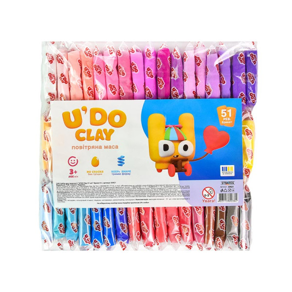 Набір для творчості Strateg "UDO Clay 51 шт." брикет 6г 30921 Набір для творчості Strateg "UDO Clay 51 шт." брикет 6г 30921