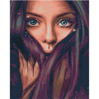 Алмазна картина Дівчина з яскравим волоссям Strateg 40х50 см L-222