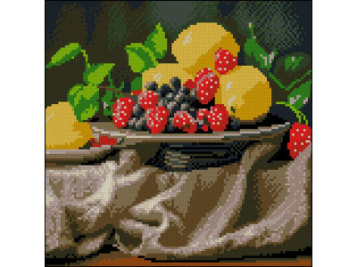Алмазна картина Strateg Лимони та ягоди 30x30 см FZ3030-17