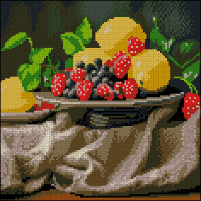 Алмазна картина Strateg Лимони та ягоди 30x30 см FZ3030-17